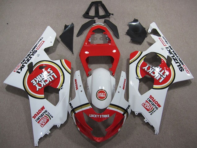 Custom 2004-2005 Red White Lucky Strike Motul Suzuki GSXR600 Motorcycle Replacement Fairings