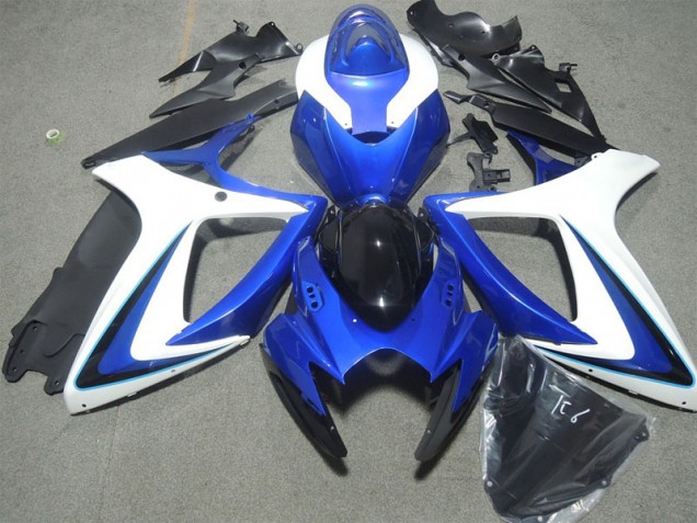 Custom 2006-2007 Blue White Black Suzuki GSXR600 Motorbike Fairing