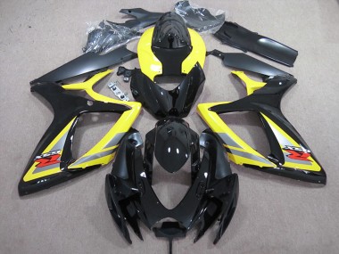 Aftermarket 2006-2007 Black Yellow Suzuki GSXR600 Motor Fairings