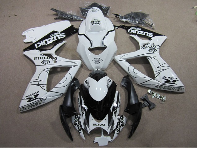 Custom 2006-2007 White Black Corona Extra Suzuki GSXR600 Motorcylce Fairings