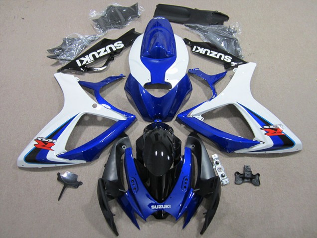 Custom 2006-2007 Blue White Suzuki GSXR600 Motorbike Fairings