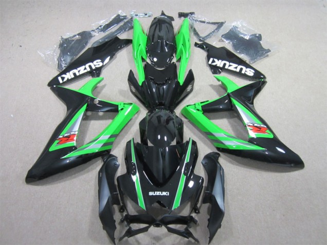 Custom 2006-2007 Black Green Suzuki GSXR600 Bike Fairings