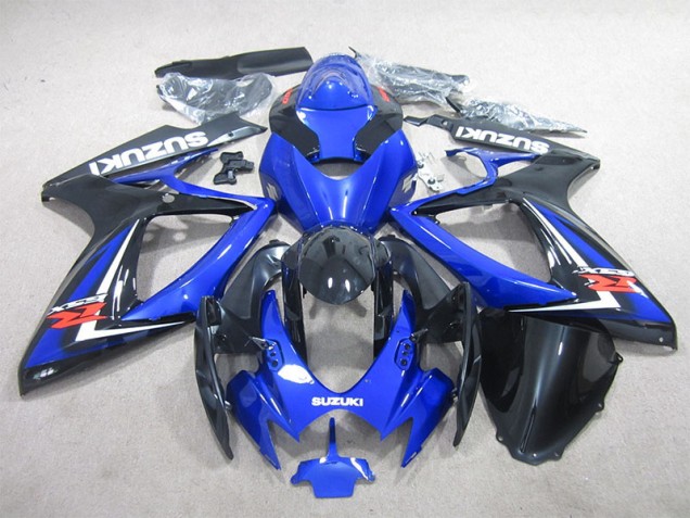 Custom 2006-2007 Black Blue Suzuki GSXR600 Motorcycle Fairings Kit