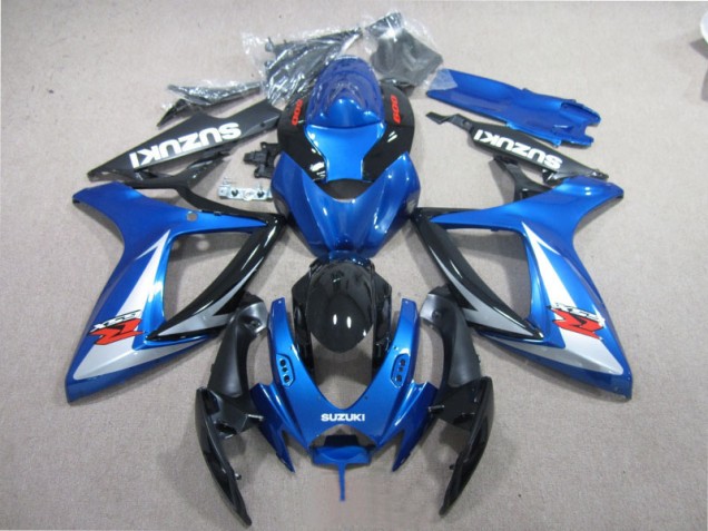 Custom 2006-2007 Blue Black White Suzuki GSXR600 Motorcycle Fairing Kits