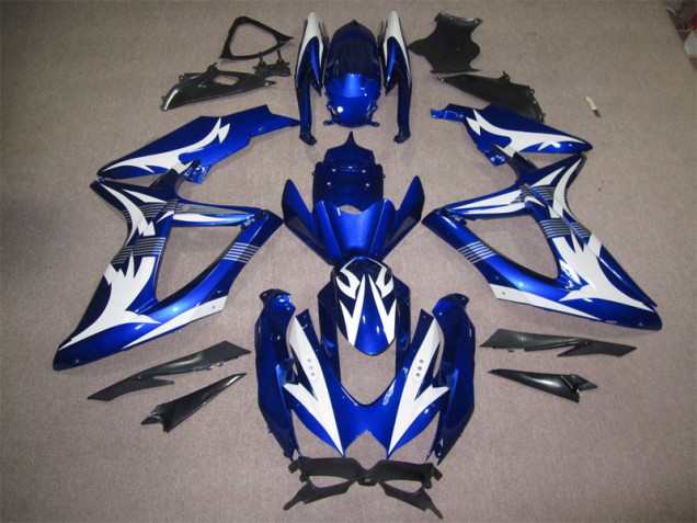 Custom 2008-2010 Blue White Suzuki GSXR600 Motorcycle Bodywork