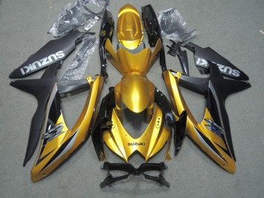 Custom 2008-2010 Black Gold Suzuki GSXR600 Motor Bike Fairings