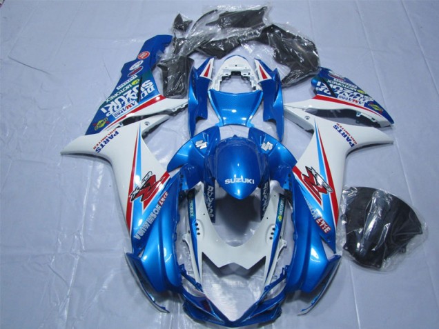 Custom 2011-2021 Blue White Suzuki GSXR600 Replacement Motorcycle Fairings