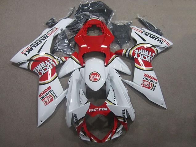 Aftermarket 2011-2021 White Lucky Strike Red Motul Suzuki GSXR600 Motorcycle Fairings Kits