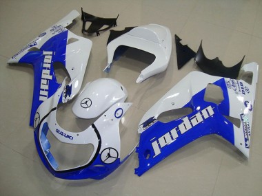 Aftermarket 2001-2003 Blue White Jordan Suzuki GSXR750 Motorcycle Bodywork