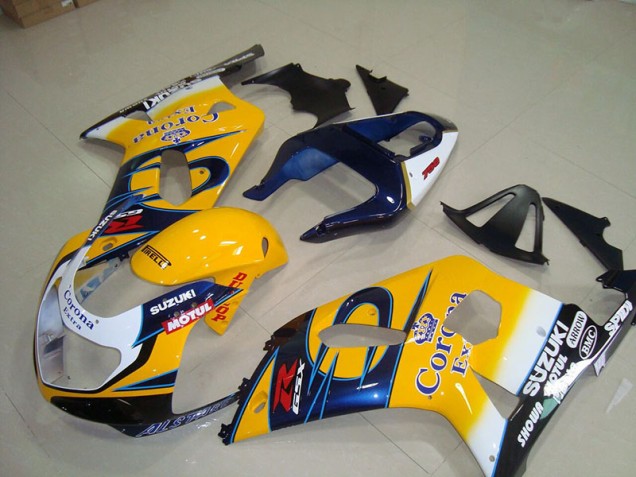 Aftermarket 2001-2003 Yellow Blue Corona Extra Motul Suzuki GSXR750 Motorcycle Fairings Kits