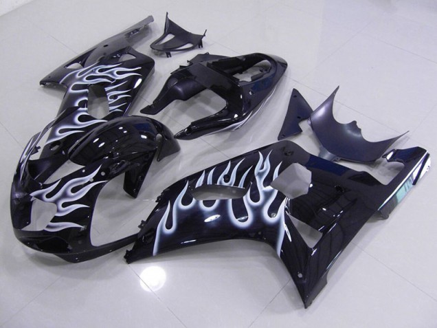 Aftermarket 2001-2003 Blue White Flame Suzuki GSXR750 Motor Fairings