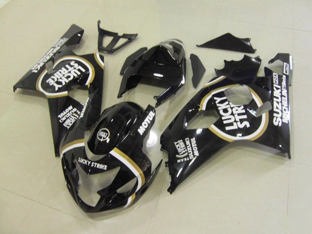 Custom 2004-2005 Black White Lucky Strike Motul Suzuki GSXR750 Motorcycle Fairing