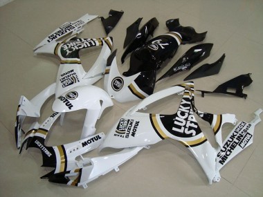 Aftermarket 2006-2007 White Lucky Strike Black Motul Suzuki GSXR750 Motorcycle Fairings Kit