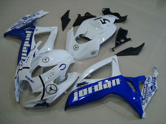 Aftermarket 2006-2007 Blue White Jordan Suzuki GSXR750 Motorcycle Fairings Kits