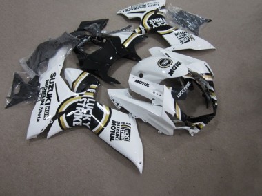 Aftermarket 2011-2021 White Lucky Strike Black Motul Suzuki GSXR750 Bike Fairings