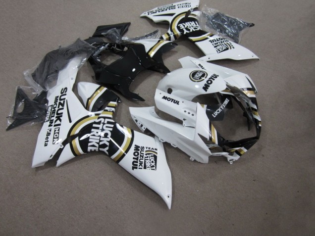 Custom 2011-2021 White Lucky Strike Black Motul Suzuki GSXR750 Bike Fairings