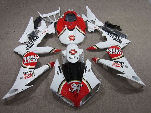 Aftermarket 2004-2006 Red White Lucky Strike Yamaha YZF R1 Motorcycle Replacement Fairings
