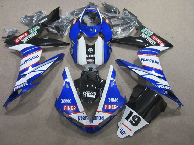 Aftermarket 2004-2006 Blue White Volvo Sterilgarda 19 Yamaha YZF R1 Replacement Fairings