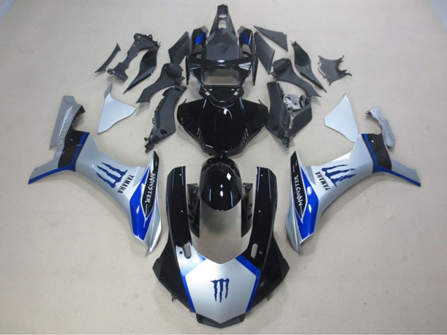 Aftermarket 2015-2019 Silver Black Blue Monster Yamaha YZF R1 Motorcycle Fairing Kits