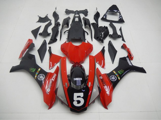 Aftermarket 2015-2019 Black Red 5 Yamaha YZF R1 Motorcycle Fairing Kit