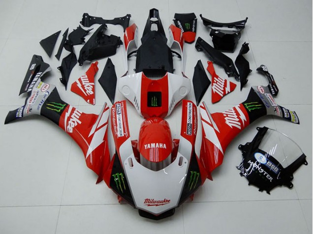 Aftermarket 2015-2019 Red White Monster Yamaha YZF R1 Moto Fairings