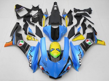 Aftermarket 2015-2019 Blue Yellow Shark Yamaha YZF R1 Motorcycle Replacement Fairings
