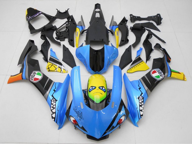 Custom 2015-2019 Blue Yellow Shark Yamaha YZF R1 Motorcycle Replacement Fairings