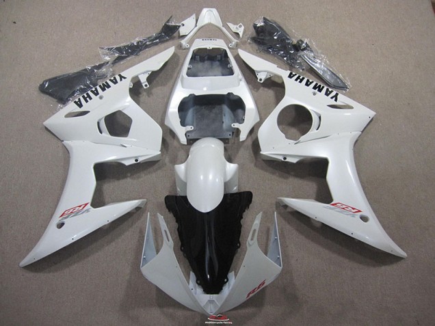 Aftermarket 2003-2005 White with Black Decal Yamaha YZF R6 Bike Fairings