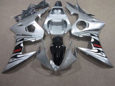 Aftermarket 2003-2005 Silver Black Red Decal Yamaha YZF R6 Motorbike Fairing