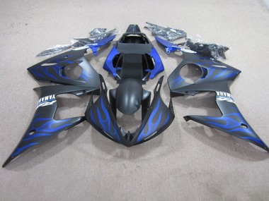 Aftermarket 2003-2005 Black Blue Flame Yamaha YZF R6 Moto Fairings