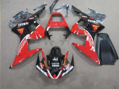 Aftermarket 2003-2005 Red Black Santander Yamaha YZF R6 Motorcycle Replacement Fairings