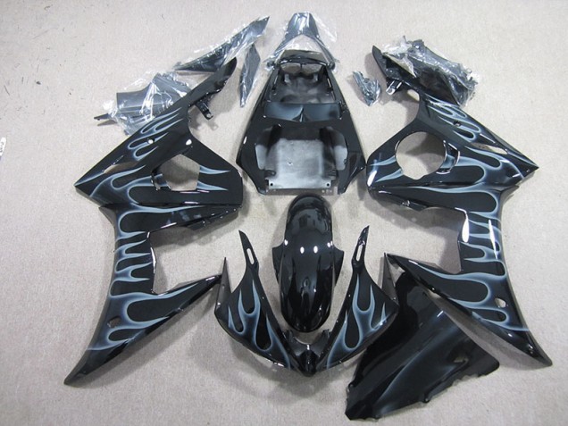 Aftermarket 2003-2005 Black with Flame Yamaha YZF R6 Motorcyle Fairings