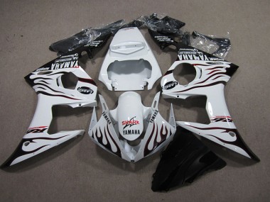 Aftermarket 2003-2005 White Black Flame Shark Yamaha YZF R6 Replacement Fairings