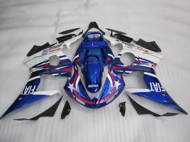 Custom 2003-2005 Blue White Motul Fiat Yamaha YZF R6 Motorcycle Fairing